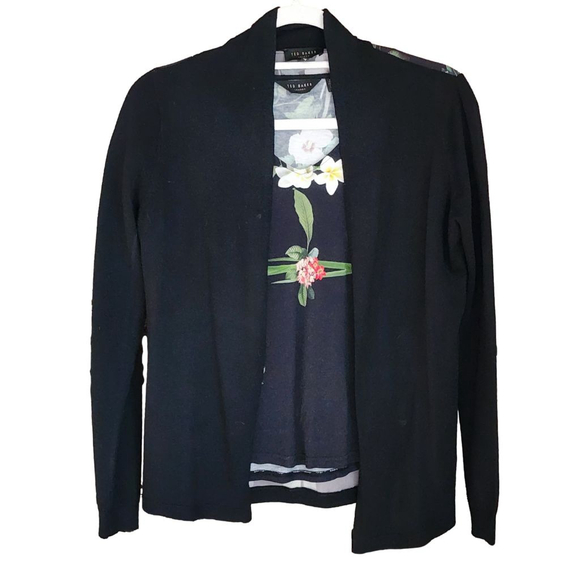 Ted Baker Sweaters - TED BAKER 2-Piece Black Floral Tee & Cardigan S